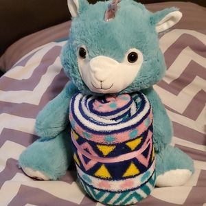 Turquoise Dino with blanket